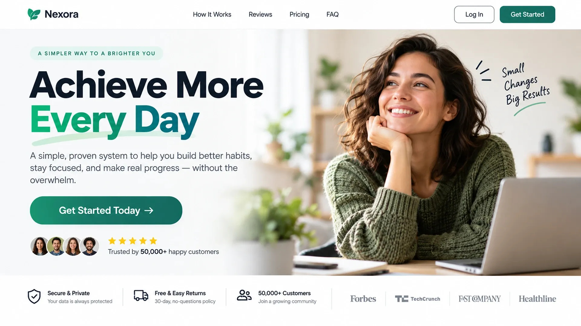 Landing Page Layout Showing A Headline