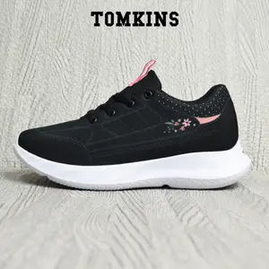 TOMKINS Lily - Hitam Merah Muda Sepatu Sekolah Wanita