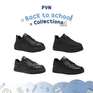 PVN Jeno Sepatu Sekolah Hitam Sneakers Wanita Korea Casual Sport Shoes Black 439
