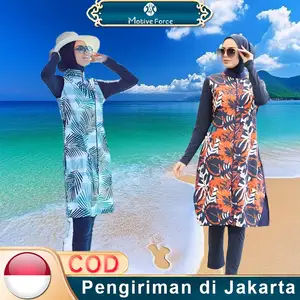 Baju renang pencetakan Set 3 -Piece Lengan panjang Baju Renang Mode Muslim