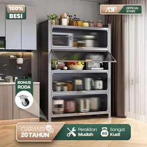 Rak piring Tertutup Lemari Dapur Serbaguna Rak Dapur Alumunium Kokoh Rak Piring Miminalis Aesthetic