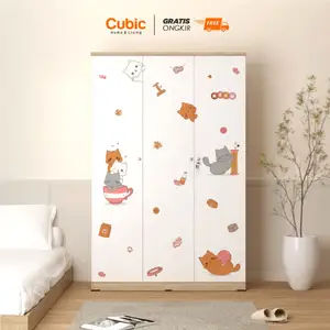 Cubic Lemari Pakaian Bergambar / Lemari Baju 3 Pintu / LUNA LP 3P
