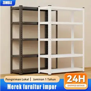 Rak Susun Besi Hemat Ruang Rak Penyimpanan Kuat untuk Barang Peralatan Dapur dan Buku