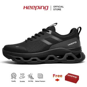 Keeping Sepatu Sneakers Pria Kasual Sepatu Cowok Sepatu Sekolah Hitam Sport Running Shoes KSR602