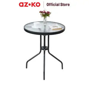 AZKO Soleil 60 cm Meja Teras Round - Hitam Meja Luar Ruangan Garden Table Balcony Desk Furnitur Taman Outdoor Furniture