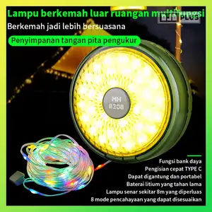 DJDPlus Lampu Camping LED 2 in 1 Portabel Tahan Air Lampu Tenda Multifungsi Lampu Berkemah Outdoor Dekorasi Taman Rumah Lampu Strip RGB Senter Darurat Bisa Digantung