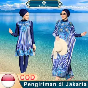 Motive Force Baju renang muslimah wanita dewasa 4 buah set bulu merak Swimwear Collection