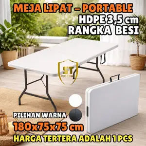 KNERO MEJA LIPAT PORTABLE JUMBO 180x74x74 CM OUTDOOR INDOOR Lipat Foladble Table Serbaguna Kokoh