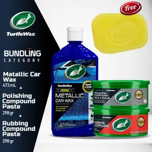 Turtle Wax Metallic Car wax Biru 473 mL + Polishing + Rubbing Compound Pengkilap Mobil Motor Helm Kaca