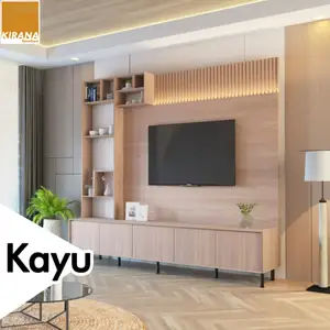 KIRANA Newton - Meja TV Kayu / Bufet TV / Rak TV / Lemari TV / Backdrop TV LED Modern Minimalis
