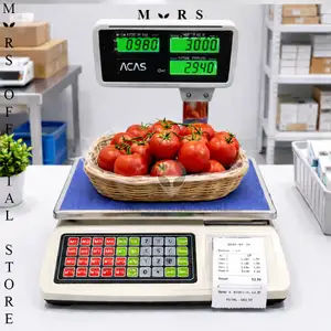 Timbangan Digital Printer 50 Kg Price Computing Scale Print Double Display LED Cetak Kertas Nota Bon Struk Supermarket Buah Laundry Sayur Dua Layar PCS01 50KG