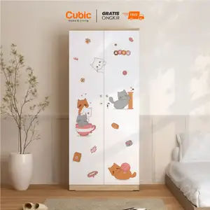Cubic Lemari Pakaian Bergambar / Lemari Baju 2 Pintu / LUNA LP 2P