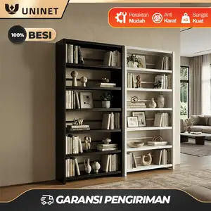 Lemari Buku Besi Minimalis Rak Display Toko Rak Tingkat Pajangan Rumah Kantor Organizer Serbaguna