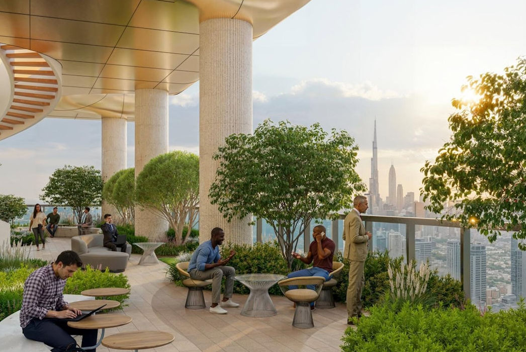 Interior view of a bedroom in Yachtside Marina Residences with large window and modern decor