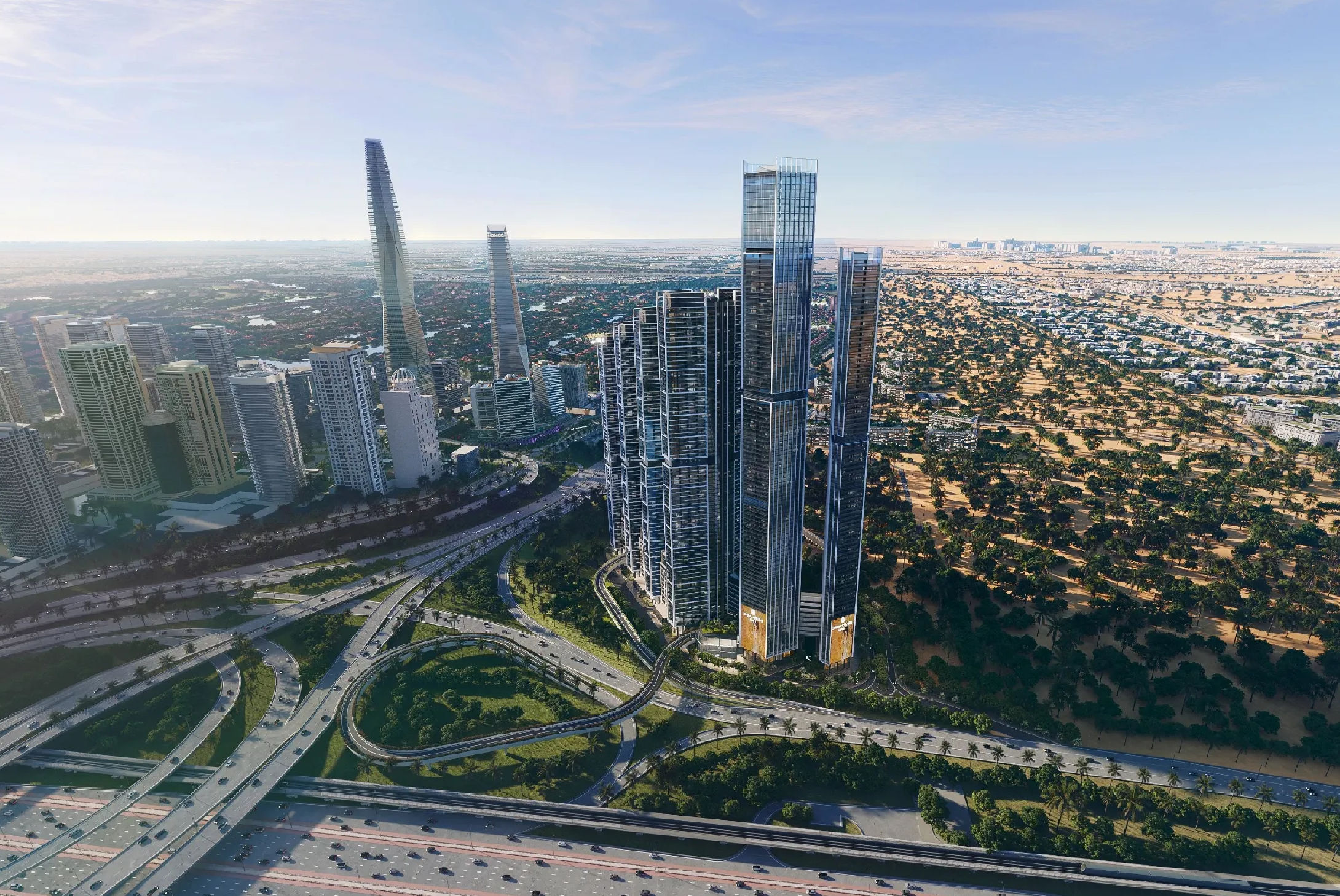 Interior view of a bedroom in Yachtside Marina Residences with large window and modern decor