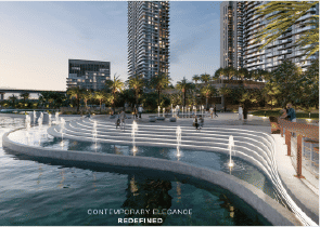 Interior view of a bedroom in Yachtside Marina Residences with large window and modern decor