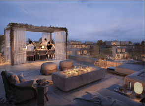 Interior view of a bedroom in Yachtside Marina Residences with large window and modern decor