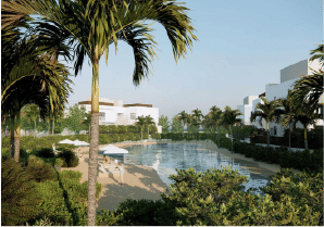 Interior view of a bedroom in Yachtside Marina Residences with large window and modern decor
