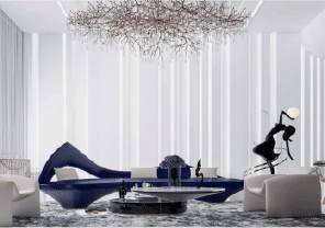 Interior view of a bedroom in Yachtside Marina Residences with large window and modern decor