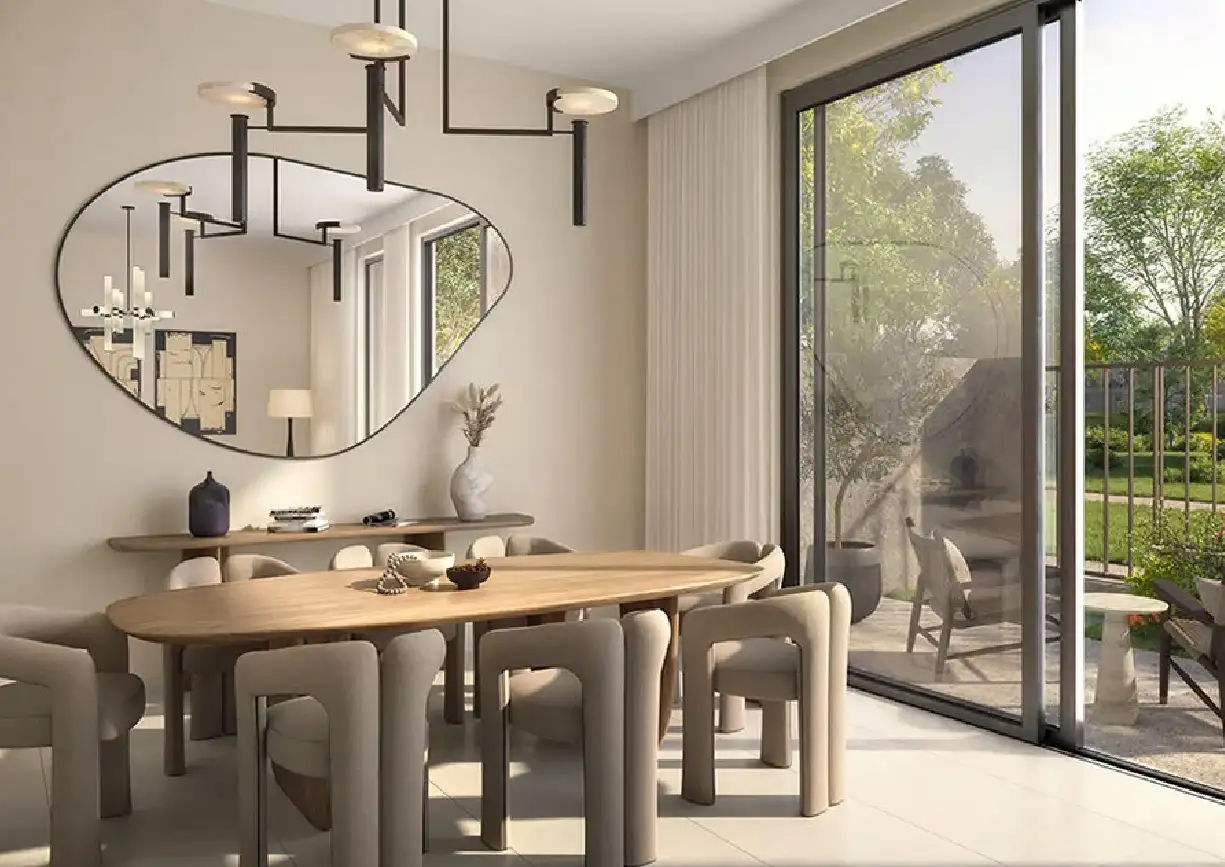 Interior view of a bedroom in Yachtside Marina Residences with large window and modern decor