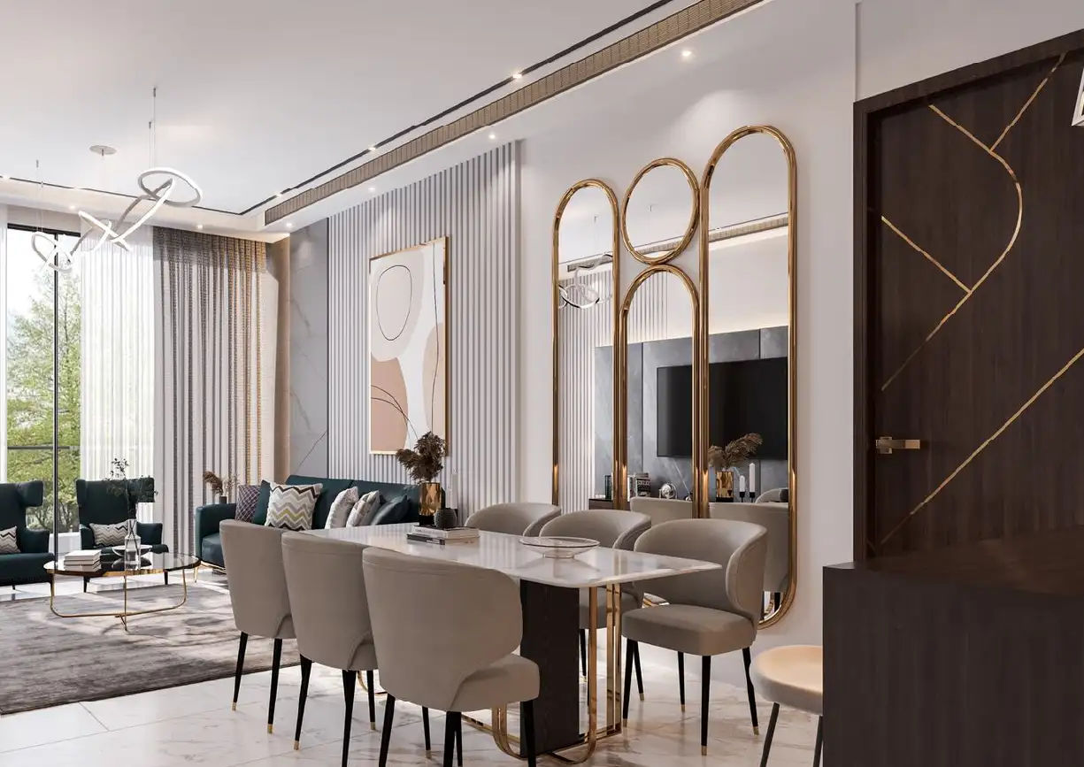 Interior view of a bedroom in Yachtside Marina Residences with large window and modern decor