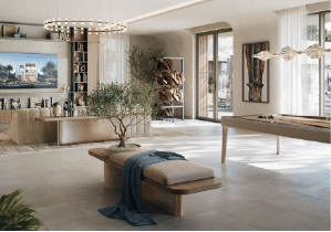 Interior view of a bedroom in Yachtside Marina Residences with large window and modern decor