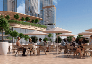 Interior view of a bedroom in Yachtside Marina Residences with large window and modern decor