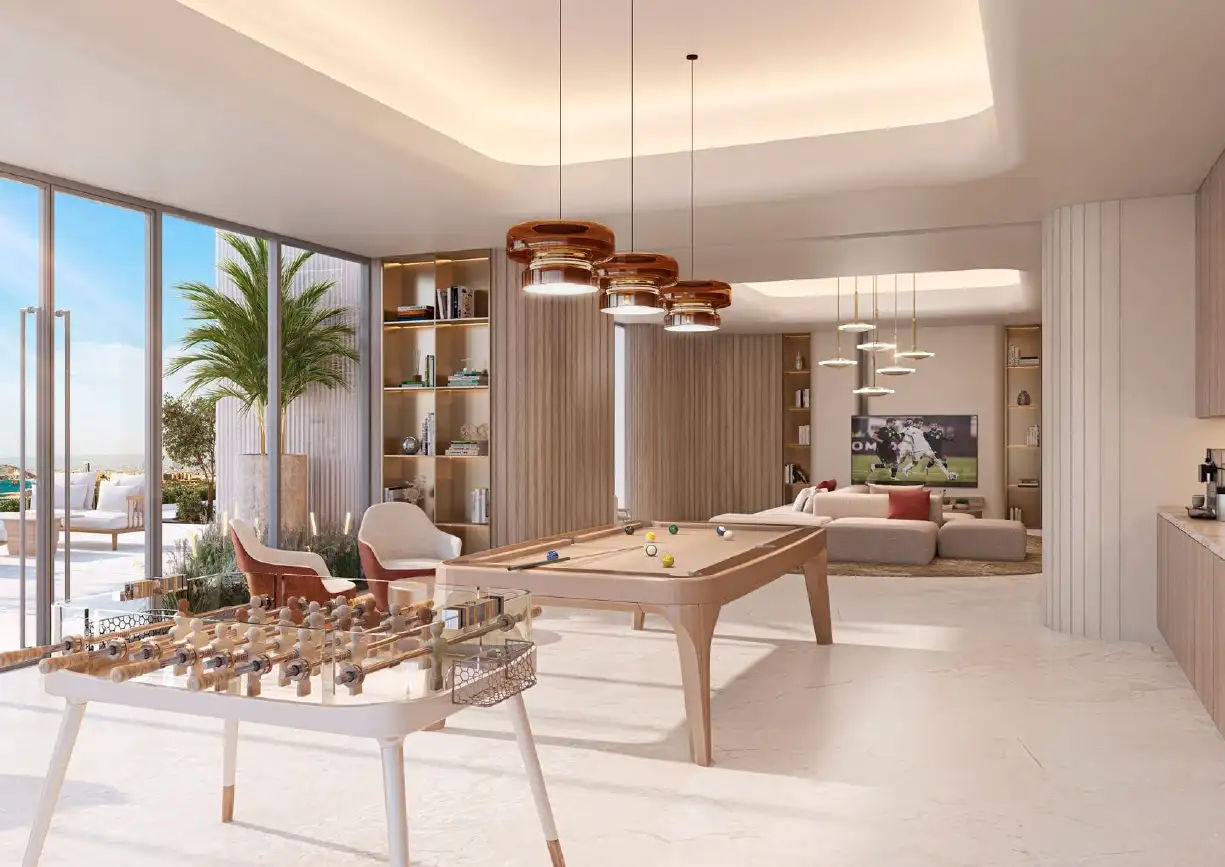 Interior view of a bedroom in Yachtside Marina Residences with large window and modern decor