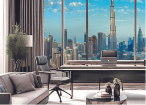 Interior view of a bedroom in Yachtside Marina Residences with large window and modern decor