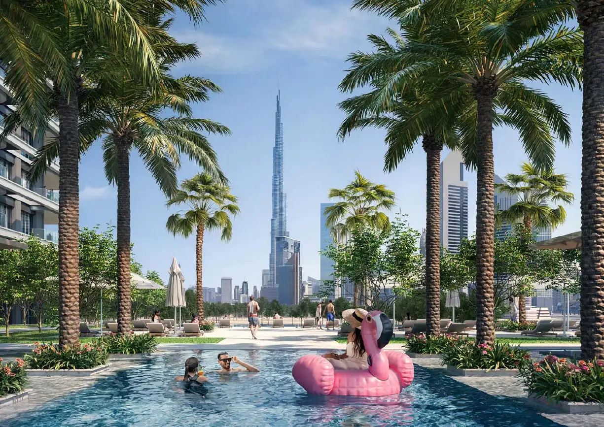Interior view of a bedroom in Yachtside Marina Residences with large window and modern decor