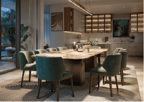 Interior view of a bedroom in Yachtside Marina Residences with large window and modern decor
