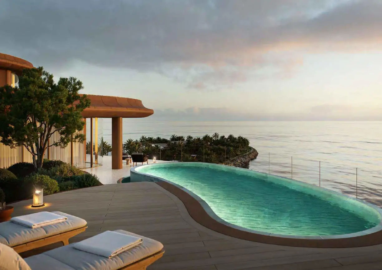 Interior view of a bedroom in Yachtside Marina Residences with large window and modern decor