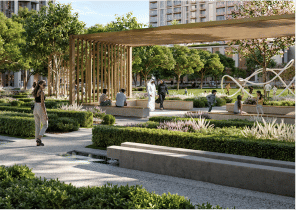 Interior view of a bedroom in Yachtside Marina Residences with large window and modern decor