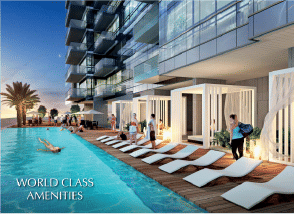 Interior view of a bedroom in Yachtside Marina Residences with large window and modern decor