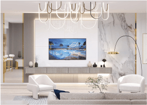 Interior view of a bedroom in Yachtside Marina Residences with large window and modern decor