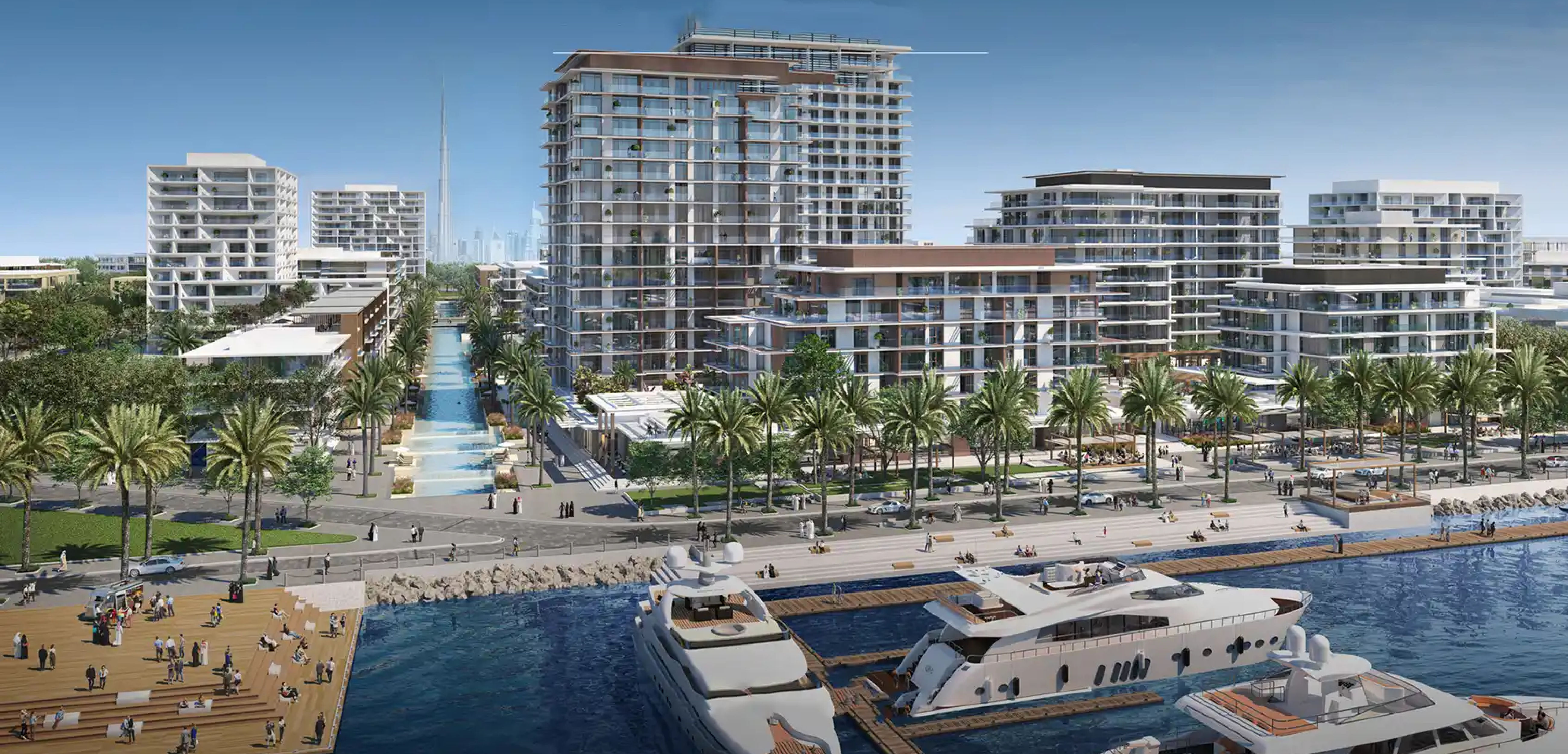 Interior view of a living and dining area in Yachtside Marina Residences with large windows and ocean view