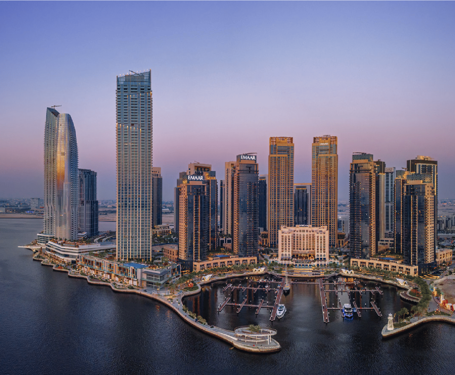 Interior view of a living and dining area in Yachtside Marina Residences with large windows and ocean view