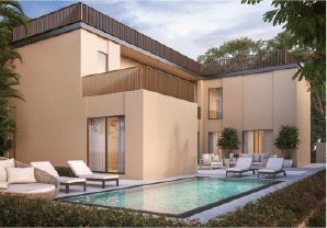 Interior view of a living and dining area in Yachtside Marina Residences with large windows and ocean view