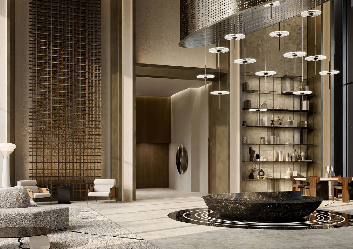 Interior view of a living and dining area in Yachtside Marina Residences with large windows and ocean view