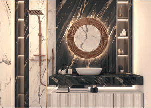 Interior view of a living and dining area in Yachtside Marina Residences with large windows and ocean view