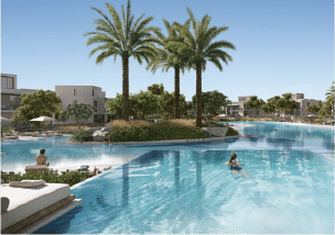 Interior view of a living and dining area in Yachtside Marina Residences with large windows and ocean view