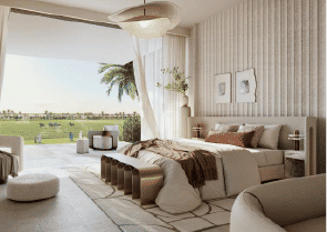 Interior view of a living and dining area in Yachtside Marina Residences with large windows and ocean view