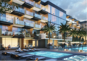 Interior view of a living and dining area in Yachtside Marina Residences with large windows and ocean view