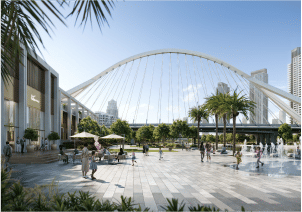 Interior view of a living and dining area in Yachtside Marina Residences with large windows and ocean view