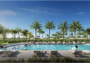 Interior view of a living and dining area in Yachtside Marina Residences with large windows and ocean view