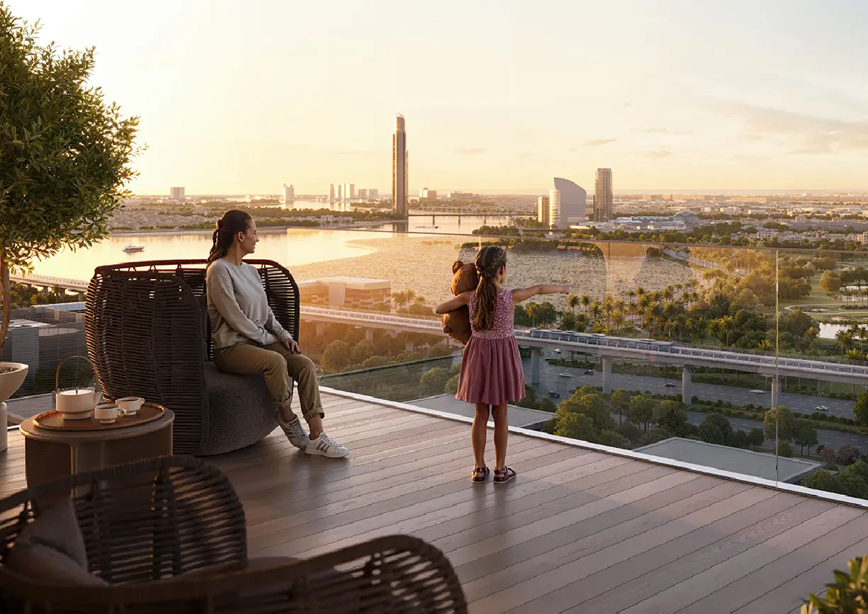 Interior view of a living and dining area in Yachtside Marina Residences with large windows and ocean view