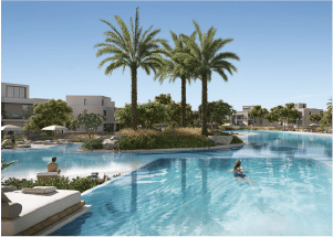 Interior view of a living and dining area in Yachtside Marina Residences with large windows and ocean view