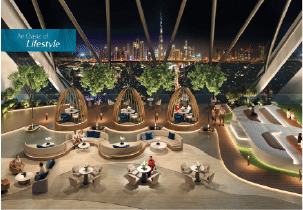 Interior view of a living and dining area in Yachtside Marina Residences with large windows and ocean view