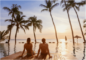 Interior view of a living and dining area in Yachtside Marina Residences with large windows and ocean view