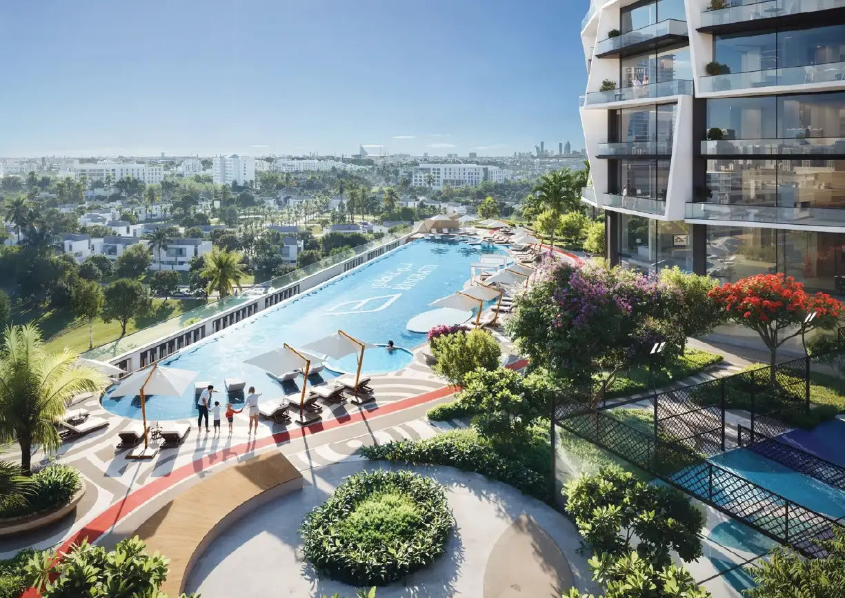 Interior view of a living and dining area in Yachtside Marina Residences with large windows and ocean view